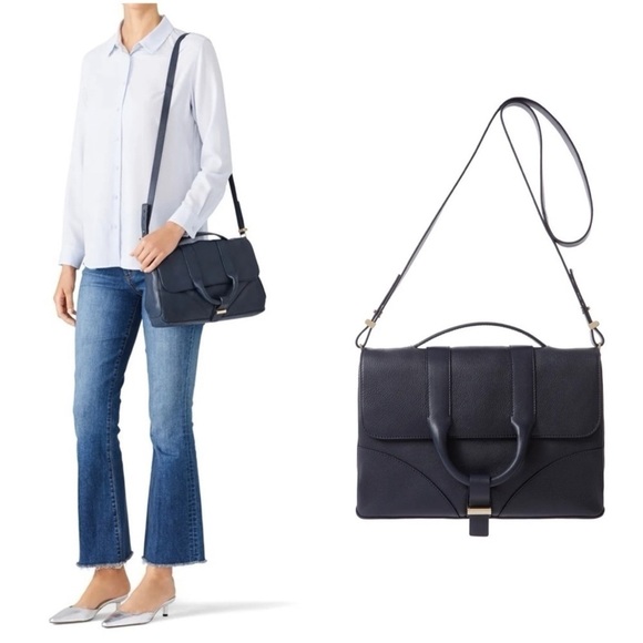 Jason Wu Navy Hanne Leather Messenger Bag - Picture 1 of 10